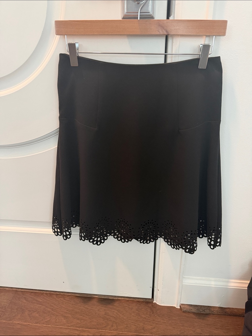 LOFT Black Mini Skirt with Laser-Cut Scalloped Hem